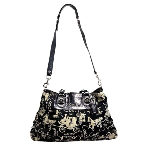 Coach Handbags - Coach Ashley F15656 Black Horse & Carriage Anniversary Satchel Handbag Purse